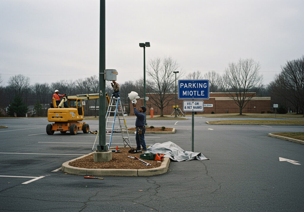 parking lot light maintenance and sign repair